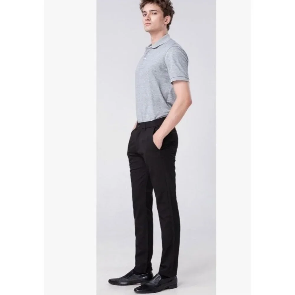 Plaid & Plain Mens Slim Fit Black Dress Pants 29W X 30L Career Work Wedding Date